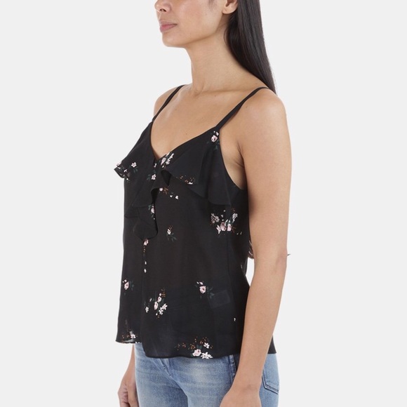 A.L.C. Silk Floral Blouse Ruffle Sleeveless size 6 - Picture 3 of 3